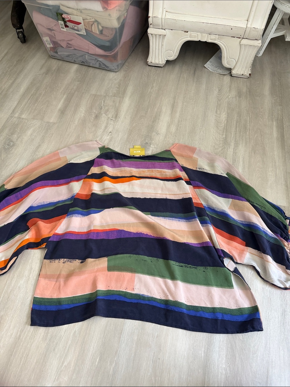 Maeve Multicolor Stripe Raglan Sleeve Top large - Picture 6 of 6